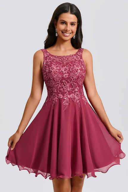 Robe Courte Bordeaux Évasée - gallery 1
