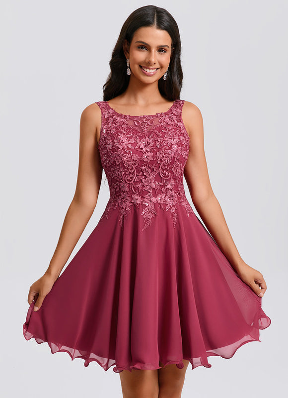 Robe Courte Bordeaux Évasée - gallery 1