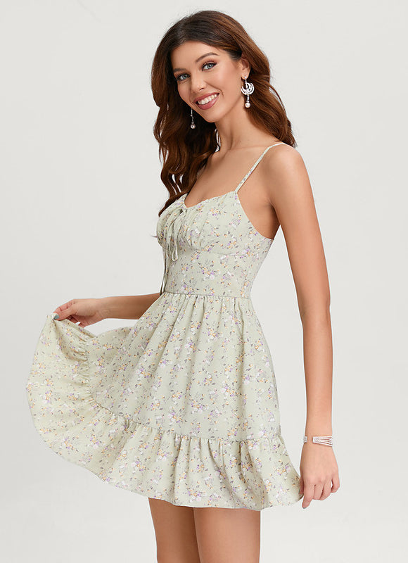 Robe Courte Fleurie Légère - gallery 1