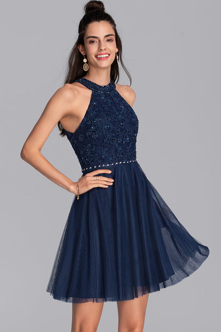 Robe Courte Soirée Bleu Nuit - gallery 1