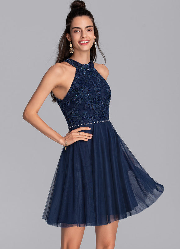Robe Courte Soirée Bleu Nuit - gallery 1