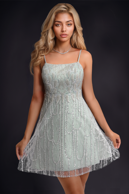 Robe Courte Paillettes Femme - gallery 4