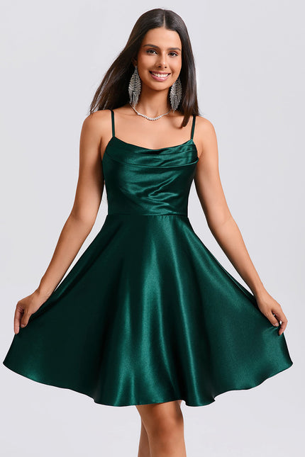 Robe Courte Satin Émeraude - gallery 7