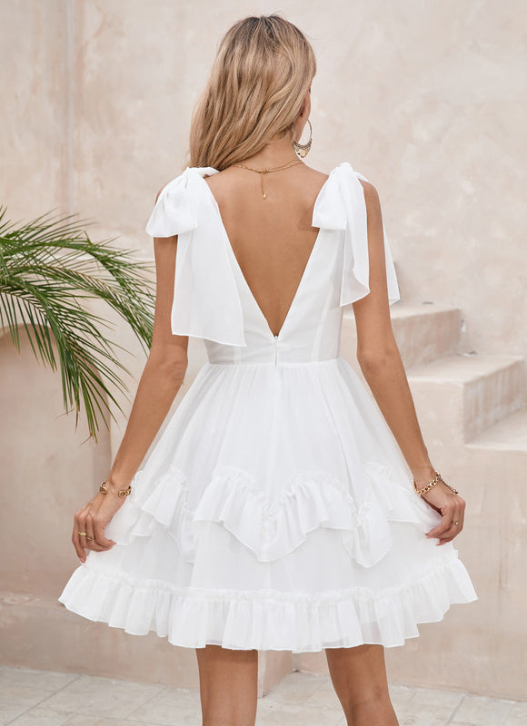 Robe Courte Vaporeuse Blanche - gallery 2