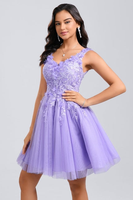 Robe Courte Violette Embellie - gallery 2