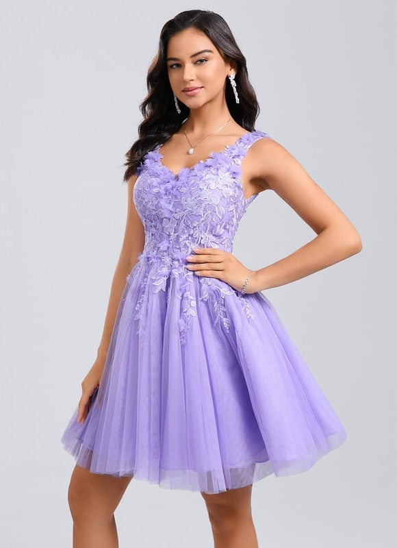 Robe Courte Violette Embellie - gallery 2