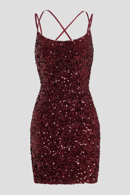 Robe Courte Pailletée Bordeaux