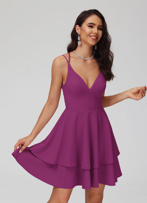Robe Courte Rose Évasée - gallery 3