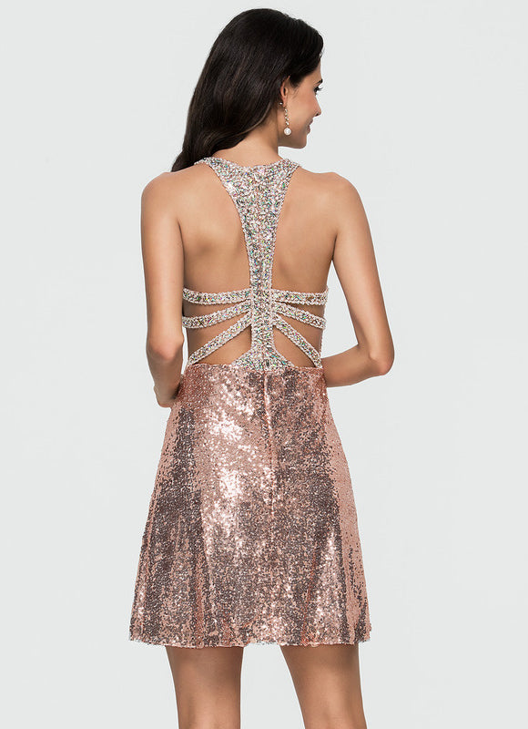 Robe Courte À Paillettes Émeraude - gallery 2