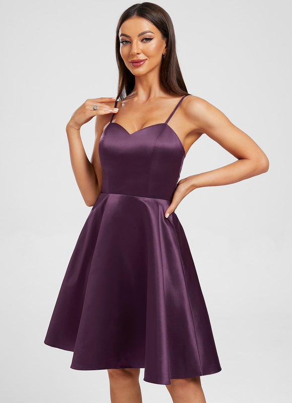 Robe Satin Soirée Courte - gallery 4