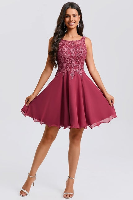 Robe Courte Bordeaux Évasée - gallery 4