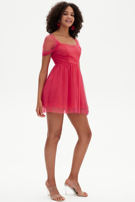 Robe Courte Rose Aérienne - gallery 1