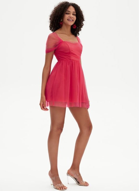 Robe Courte Rose Aérienne - gallery 1