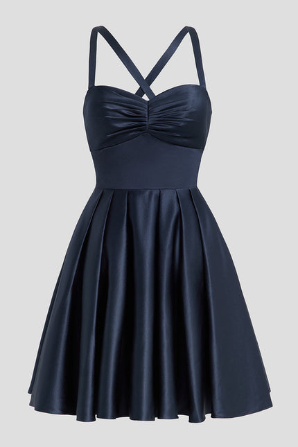 Robe Courte Satinée Évasée - gallery 2