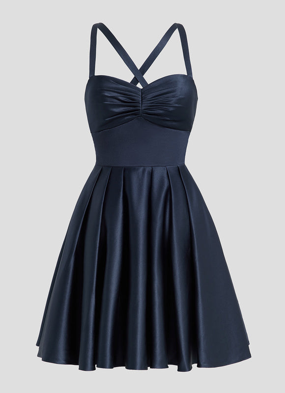 Robe Courte Satinée Évasée - gallery 2