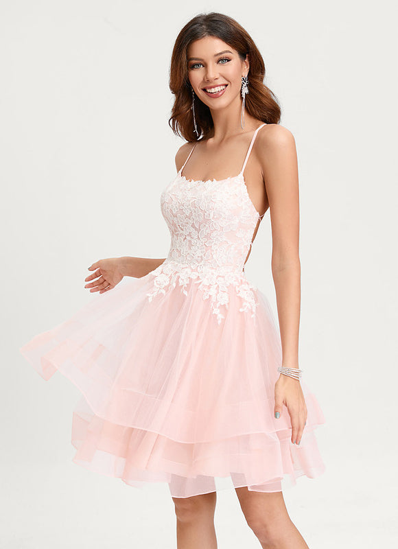 Robe Courte Tulle Rose Brodée - gallery 3