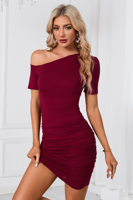 Robe Courte Moulante Bordeaux - gallery 5