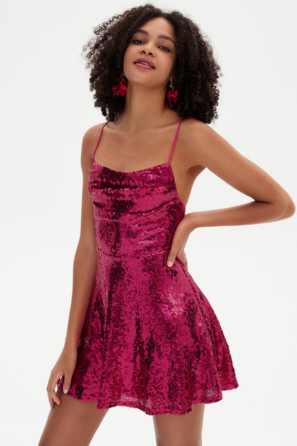 Robe Courte Cocktail Pailletée - gallery 4
