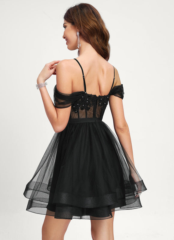 Robe Courte Tulle Noire - gallery 6