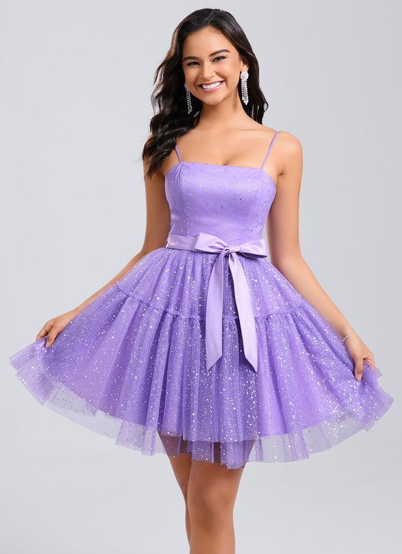 Robe Courte Violette Scintillante