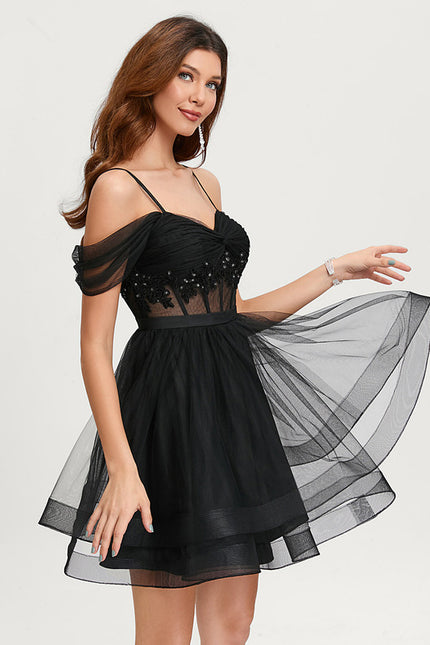 Robe Courte Tulle Noire - gallery 4