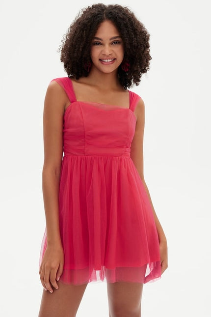 Robe Courte Rose Aérienne - gallery 6