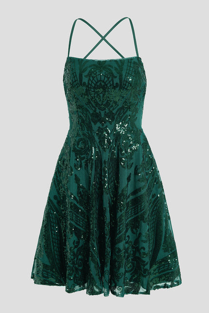 Robe Courte À Paillettes Émeraude