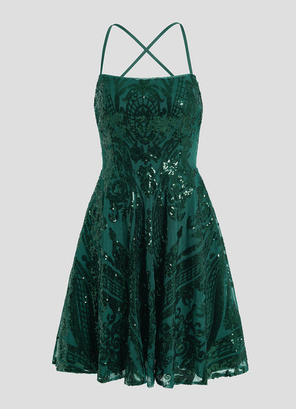 Robe Courte À Paillettes Émeraude