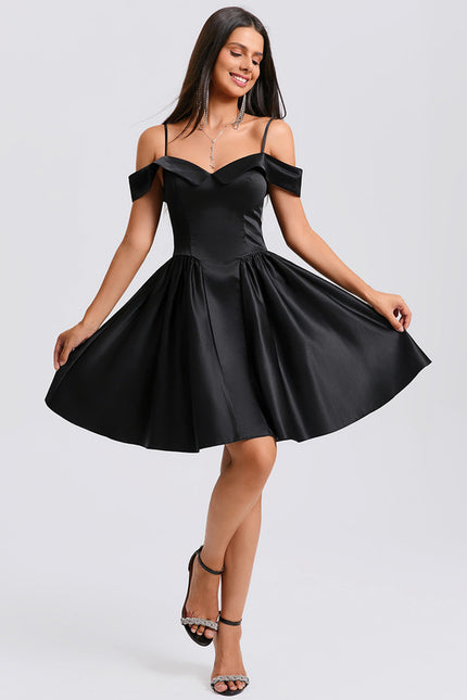 Robe Courte Satin Noire - gallery 6