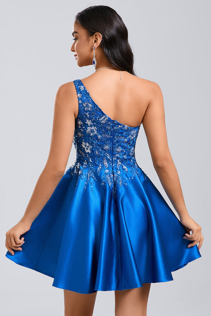 Robe Courte Satin Asymétrique - gallery 5