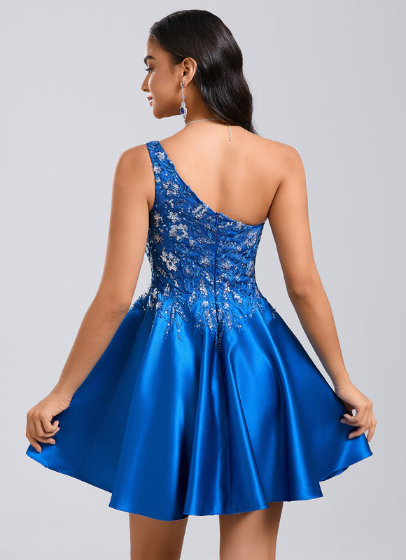 Robe Courte Satin Asymétrique - gallery 5