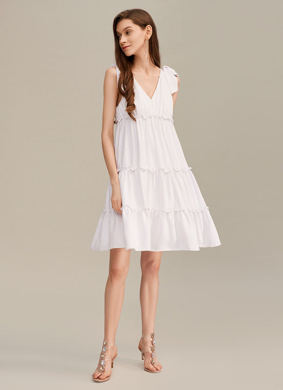Robe Courte Verte Froncée - gallery 1