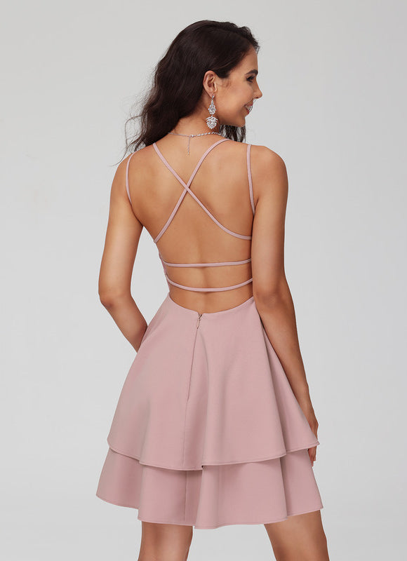 Robe Courte Rose Évasée - gallery 5