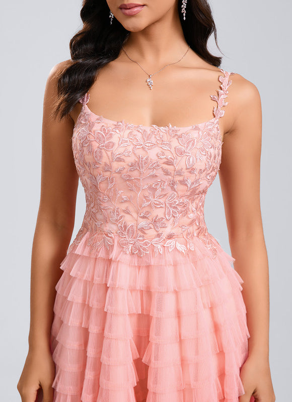 Robe Courte Tulle Rose Volants - gallery 4