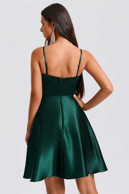 Robe Courte Satin Émeraude - gallery 6
