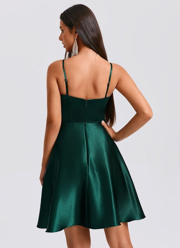 Robe Courte Satin Émeraude - gallery 6