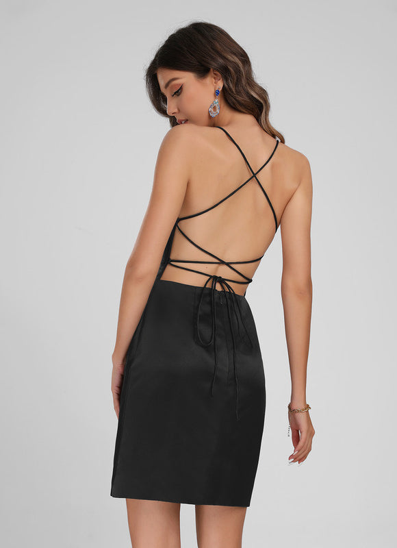 Robe Courte Satinée Élégante - gallery 2