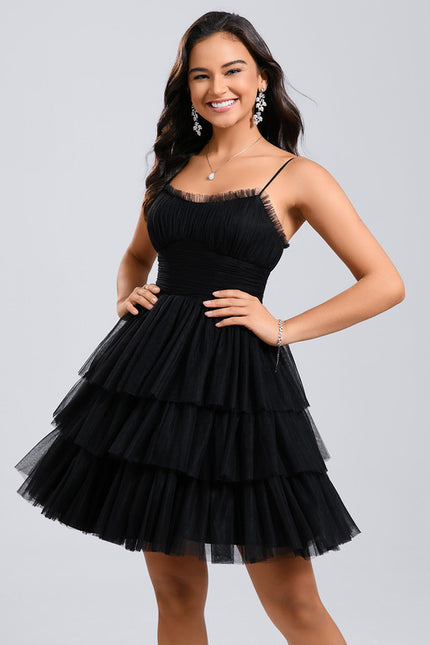 Robe Courte Tulle Noire Volants - gallery 3