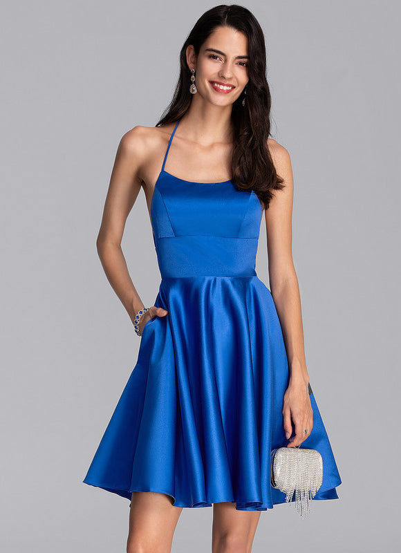 Robe Courte Rose Satinée
