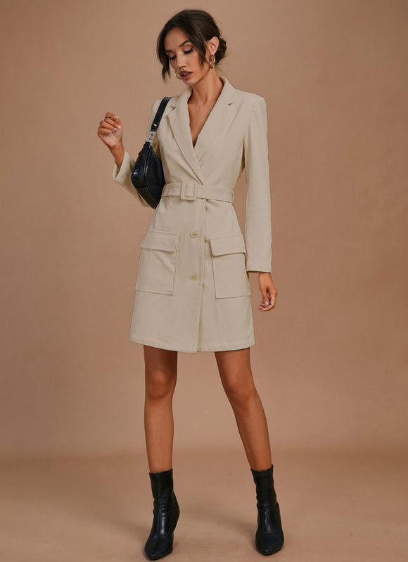Robe Courte Blazer Beige