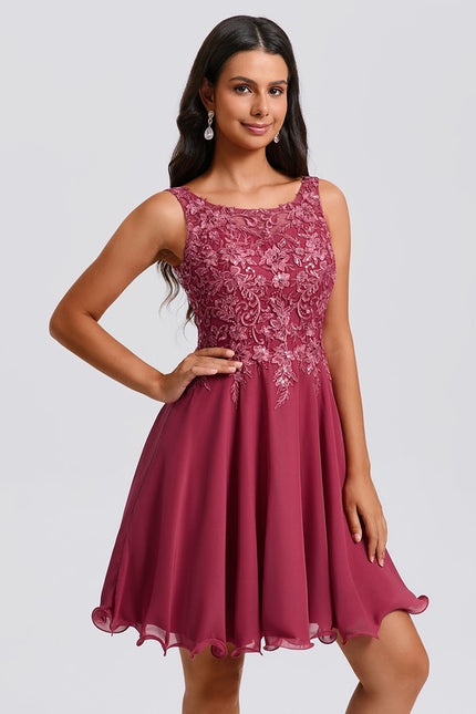 Robe Courte Bordeaux Évasée - gallery 3