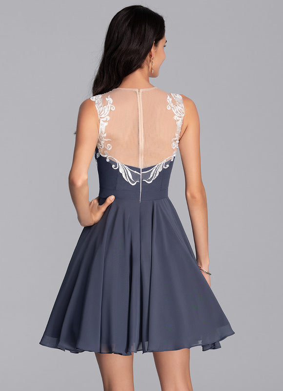 Robe De Soirée Courte Dentelle - gallery 1
