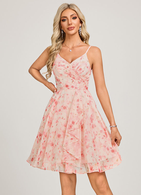 Robe Courte Vaporeuse À Bretelles - gallery 2