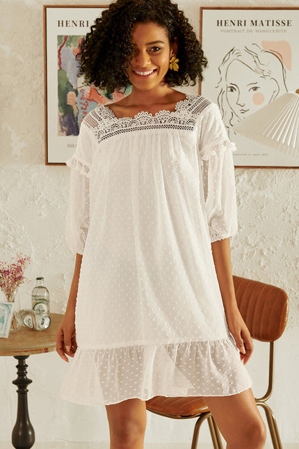 Robe Blanche Courte Boheme - gallery 1