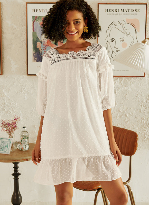 Robe Blanche Courte Boheme - gallery 1