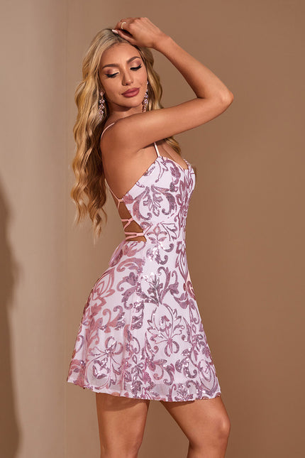 Robe Courte Étoile De Velours Scintillant - gallery 2
