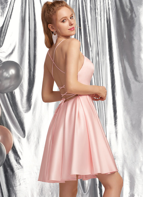 Robe Courte Satinée Marine