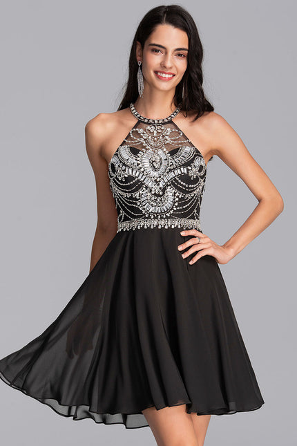 Robe Courte Noire Scintillante - gallery 2