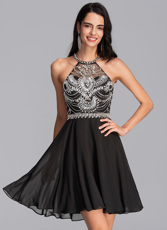 Robe Courte Noire Scintillante - gallery 2