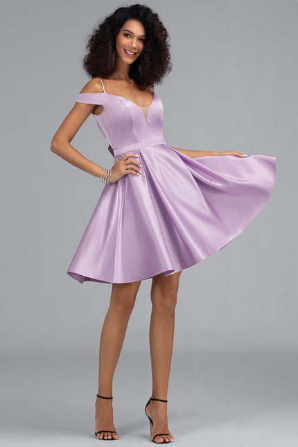 Robe Courte Satin Lilas - gallery 4